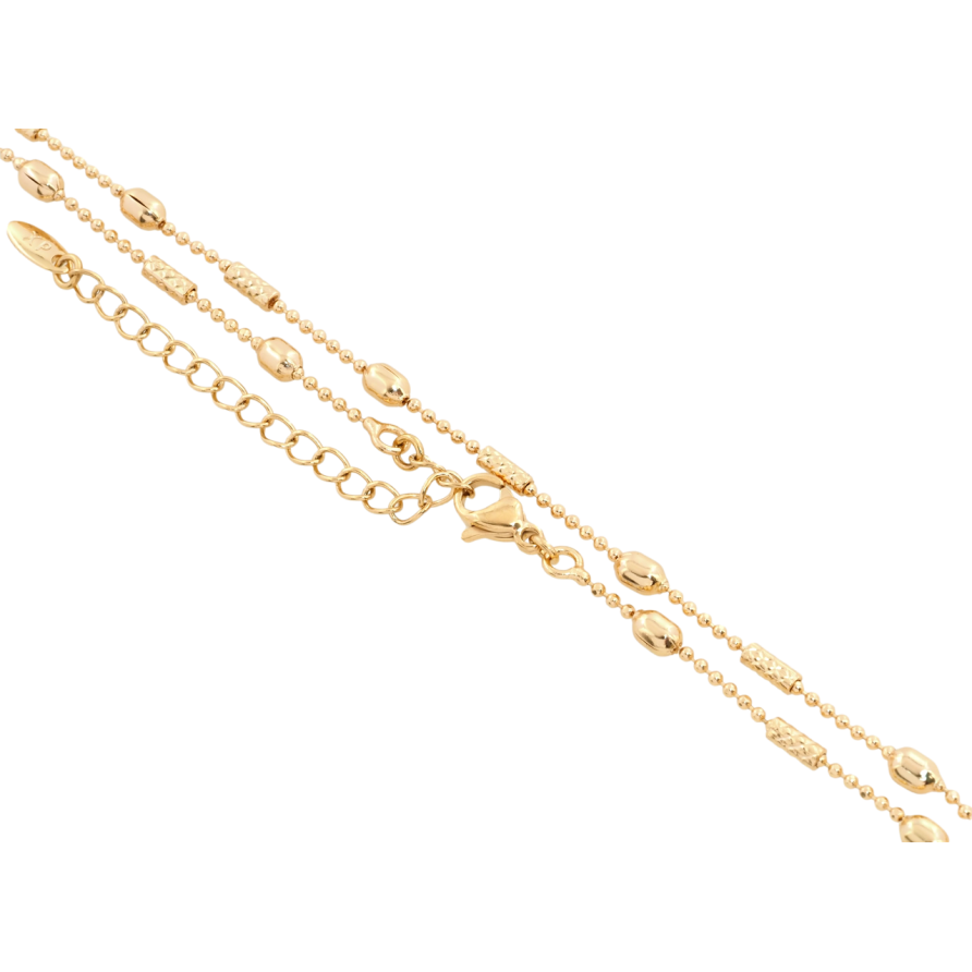 Цепочка Xuping Позолота 18K Плетение Перлина с бусинами и цилиндрами длина 45-50см х 1мм фото №1 Цепочка Xuping Позолота 18K Плетение Перлина с бусинами и цилиндрами длина 45-50см х 1мм фото №1