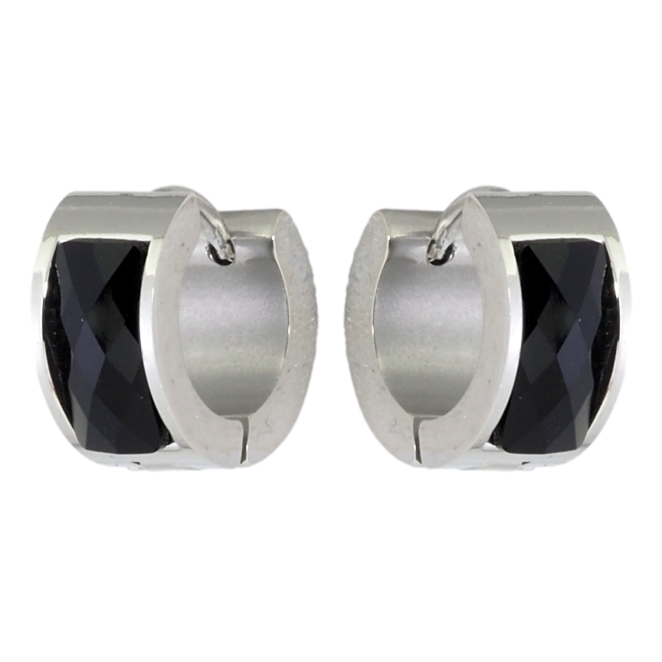 Серьги Xuping TTM Stainless Steel цвет Родий колечки Вставка черный кристалл фото №11 Серьги Xuping TTM Stainless Steel цвет Родий колечки Вставка черный кристалл фото №11