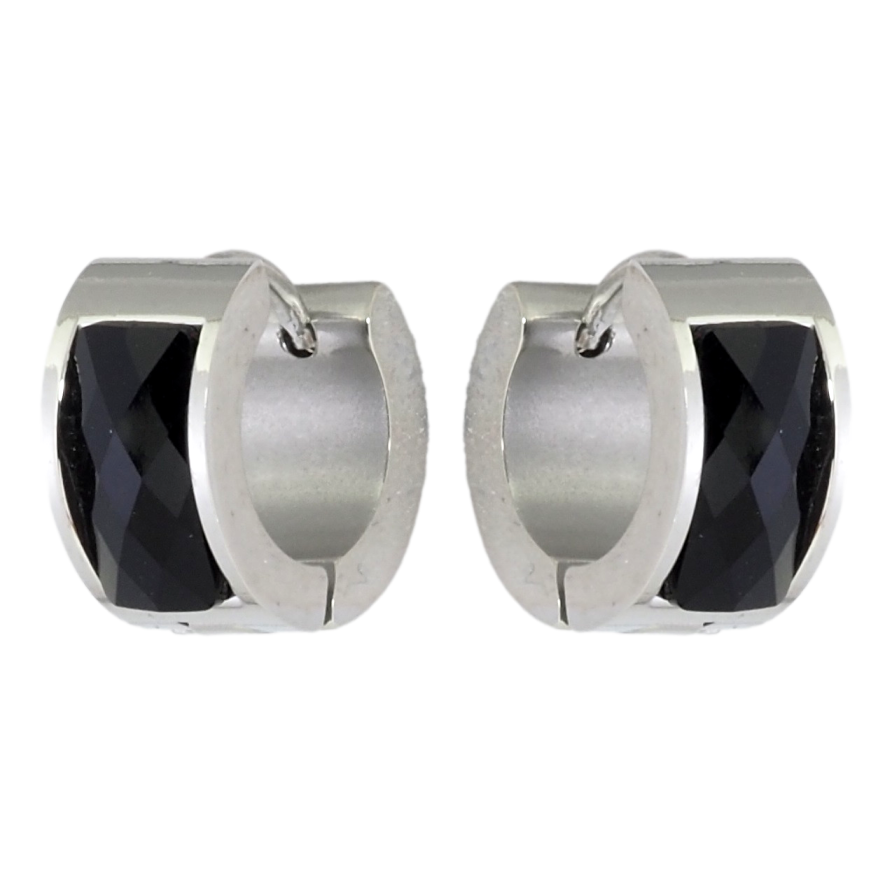 Серьги Xuping TTM Stainless Steel цвет Родий колечки Вставка черный кристалл фото №1 Серьги Xuping TTM Stainless Steel цвет Родий колечки Вставка черный кристалл фото №1
