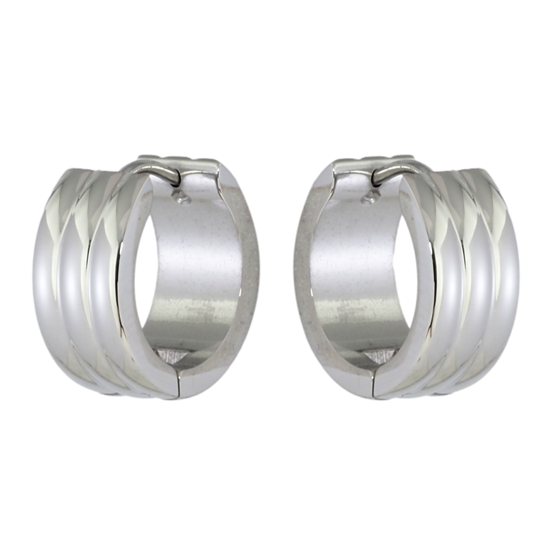 Сережки Xuping TTM Stainless Steel колір Родій колечка Смугастий візерунок фото №3 Сережки Xuping TTM Stainless Steel колір Родій колечка Смугастий візерунок фото №3
