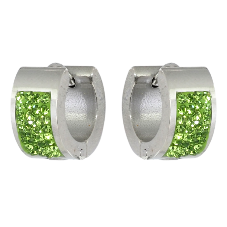 Серьги Xuping TTM Stainless Steel цвет Родий колечки Инкрустация зеленым цирконием фото №6 Серьги Xuping TTM Stainless Steel цвет Родий колечки Инкрустация зеленым цирконием фото №6