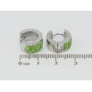 Серьги Xuping TTM Stainless Steel цвет Родий колечки Инкрустация зеленым цирконием фото №2
