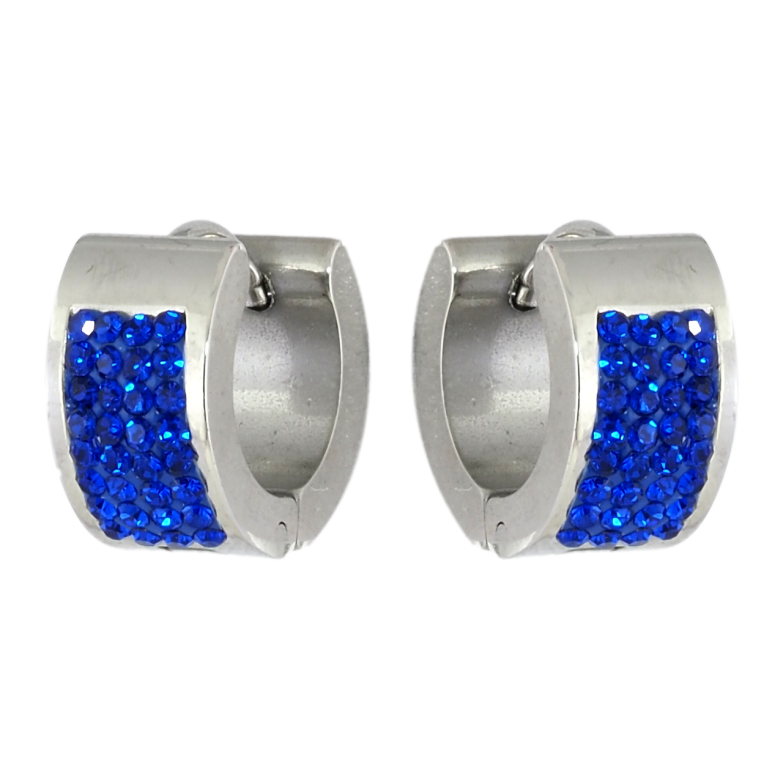 Сережки Xuping TTM Stainless Steel колір Родій колечка Інкрустація синім цирконієм фото №4 Сережки Xuping TTM Stainless Steel колір Родій колечка Інкрустація синім цирконієм фото №4