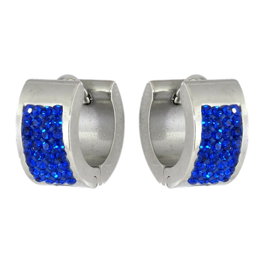 Серьги Xuping TTM Stainless Steel цвет Родий колечки Инкрустация синим цирконием фото №1 Серьги Xuping TTM Stainless Steel цвет Родий колечки Инкрустация синим цирконием фото №1
