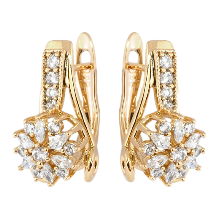 Серьги Xuping Позолота 18K английский замок Цветочный узор с цирконием фото №12