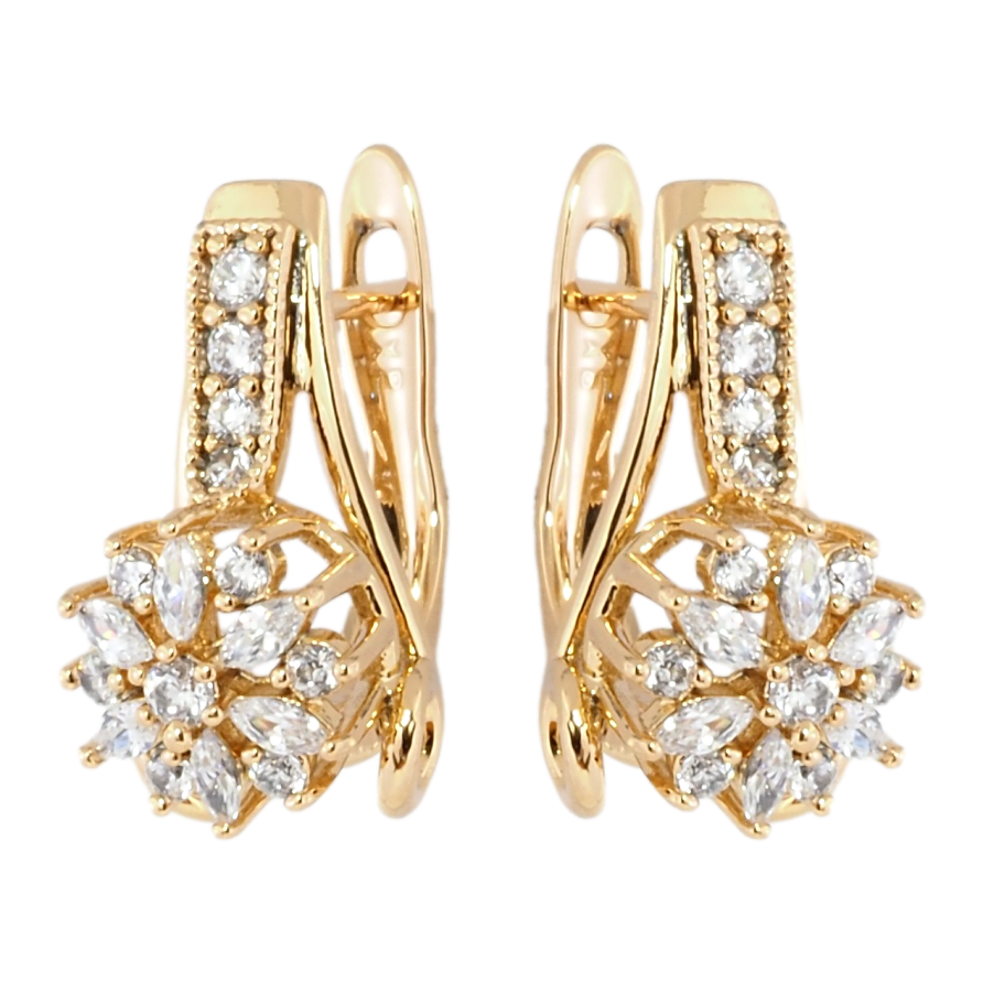 Серьги Xuping Позолота 18K английский замок Цветочный узор с цирконием фото №1 Серьги Xuping Позолота 18K английский замок Цветочный узор с цирконием фото №1