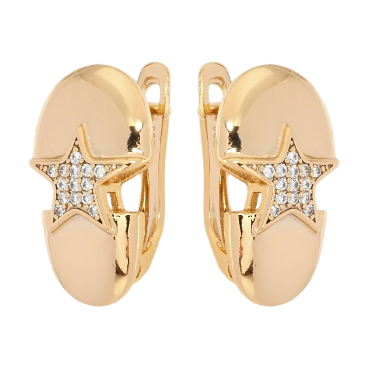 Серьги Xuping Позолота 18K английский замок Звезды с цирконием фото №14