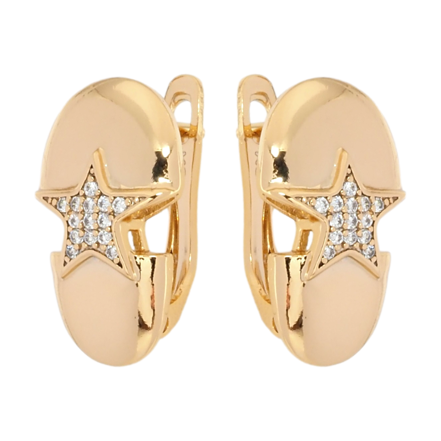 Серьги Xuping Позолота 18K английский замок Звезды с цирконием фото №1 Серьги Xuping Позолота 18K английский замок Звезды с цирконием фото №1