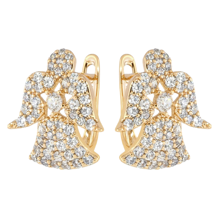 Серьги Xuping Позолота 18K английский замок Ангелочки инкрустация цирконием фото №14 Серьги Xuping Позолота 18K английский замок Ангелочки инкрустация цирконием фото №14