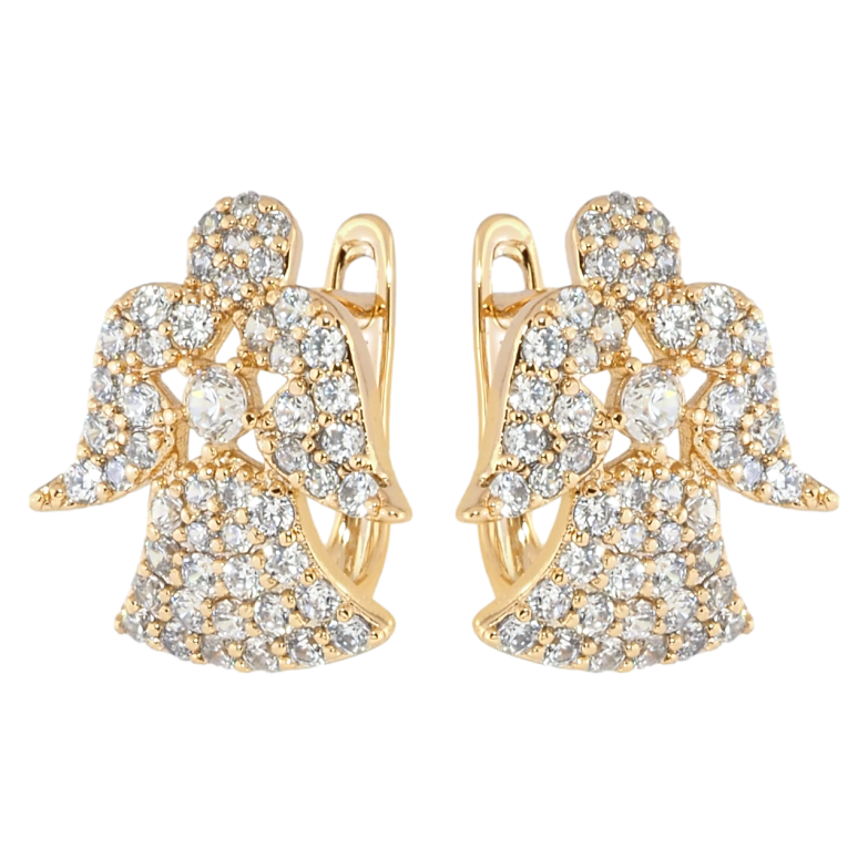 Сережки Xuping Позолота 18K англійський замок Ангелочки інкрустація цирконієм фото №1 Сережки Xuping Позолота 18K англійський замок Ангелочки інкрустація цирконієм фото №1