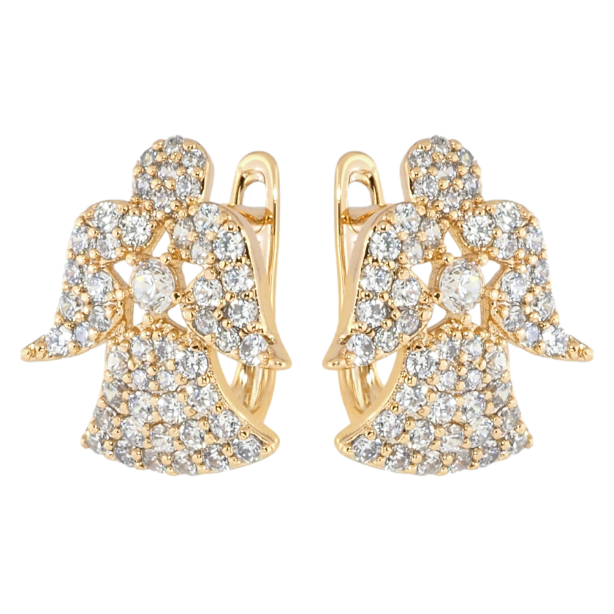 Серьги Xuping Позолота 18K английский замок Ангелочки инкрустация цирконием фото №1 Серьги Xuping Позолота 18K английский замок Ангелочки инкрустация цирконием фото №1
