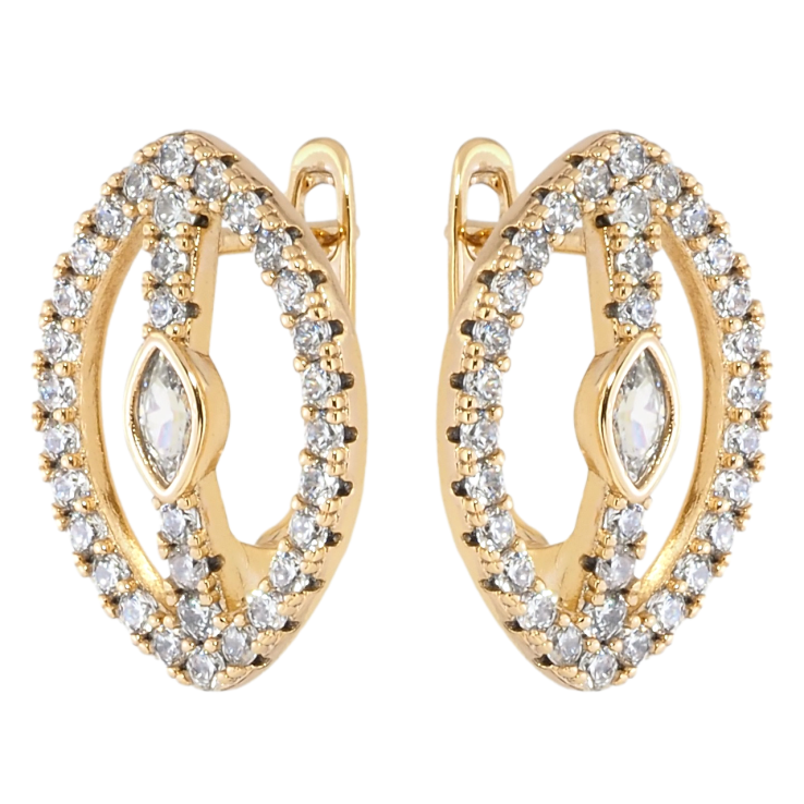 Серьги Xuping Позолота 18K английский замок Овалы с инкрустацией цирконием фото №9