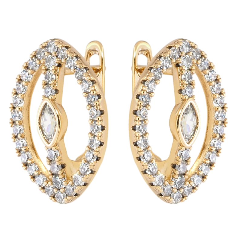 Серьги Xuping Позолота 18K английский замок Овалы с инкрустацией цирконием фото №4 Серьги Xuping Позолота 18K английский замок Овалы с инкрустацией цирконием фото №4