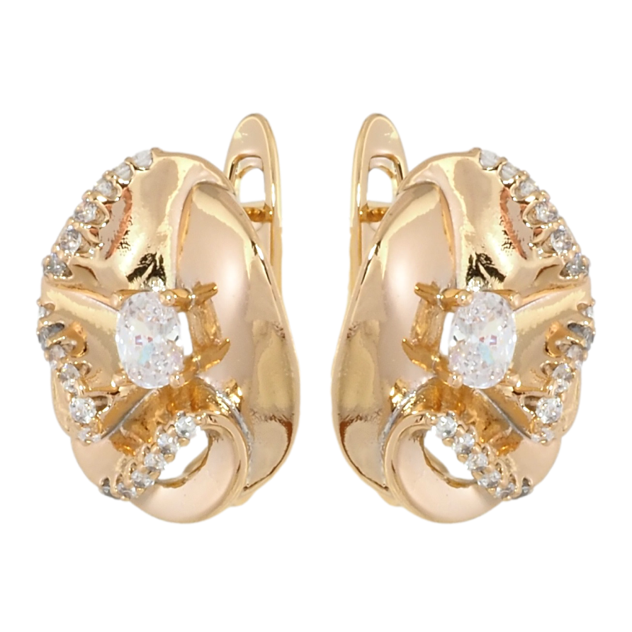 Серьги Xuping Позолота 18K английский замок Декоративные с цирконием фото №1 Серьги Xuping Позолота 18K английский замок Декоративные с цирконием фото №1