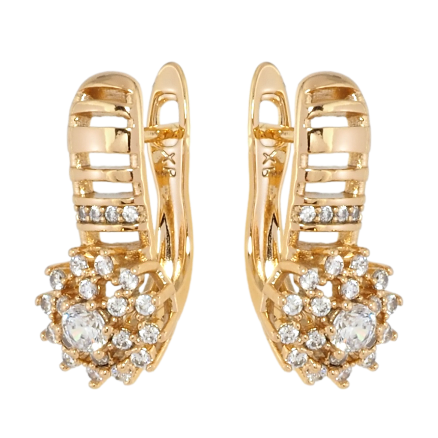 Серьги Xuping Позолота 18K английский замок Цветочки с цирконием фото №1 Серьги Xuping Позолота 18K английский замок Цветочки с цирконием фото №1