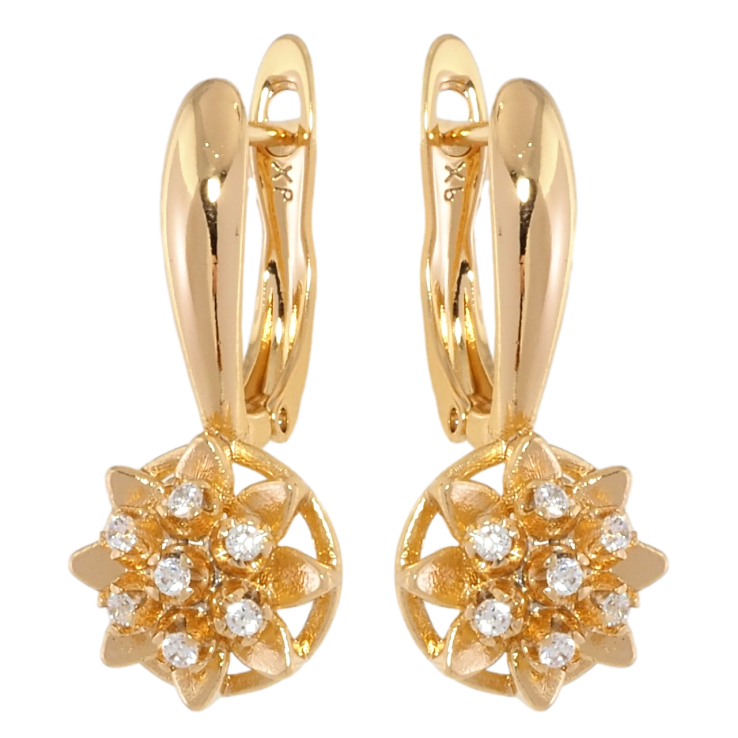 Серьги Xuping Позолота 18K английский замок Цветочки с цирконием фото №2 Серьги Xuping Позолота 18K английский замок Цветочки с цирконием фото №2