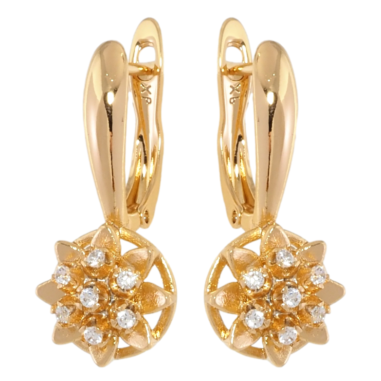 Серьги Xuping Позолота 18K английский замок Цветочки с цирконием фото №1 Серьги Xuping Позолота 18K английский замок Цветочки с цирконием фото №1