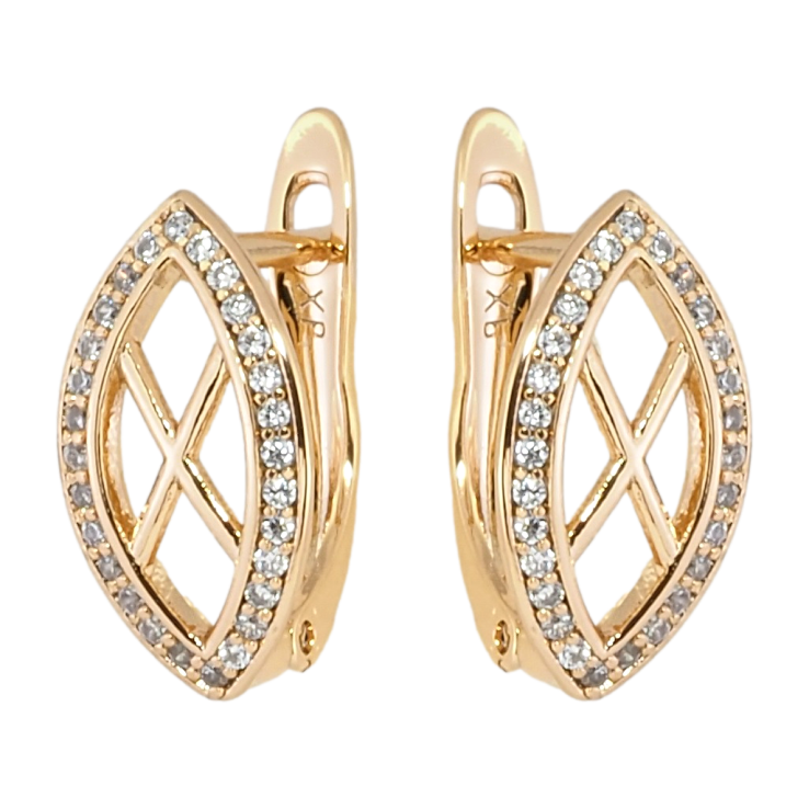 Серьги Xuping Позолота 18K английский замок Декоративные овалы с цирконием фото №4 Серьги Xuping Позолота 18K английский замок Декоративные овалы с цирконием фото №4