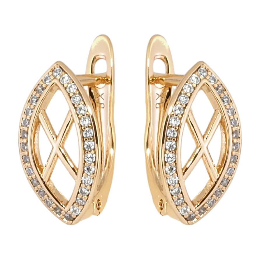 Серьги Xuping Позолота 18K английский замок Декоративные овалы с цирконием фото №1