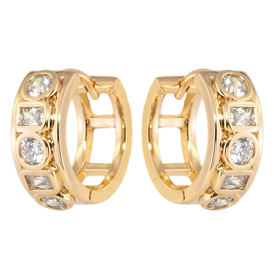 Серьги Xuping Позолота 18K колечки Дорожки циркония фото №1 Серьги Xuping Позолота 18K колечки Дорожки циркония фото №1