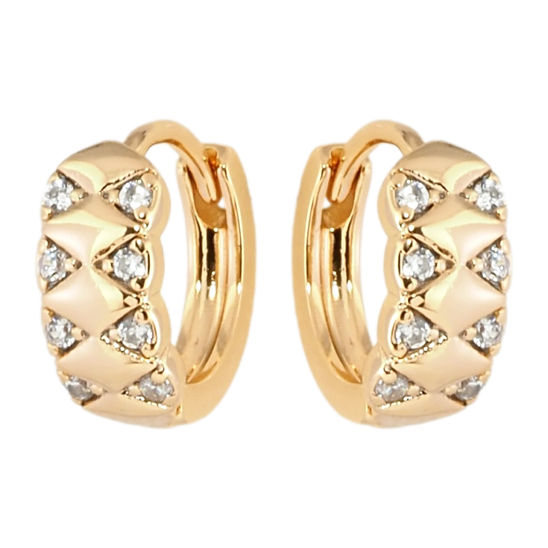 Серьги Xuping Позолота 18K колечки Ромбовый узор с цирконием фото №21