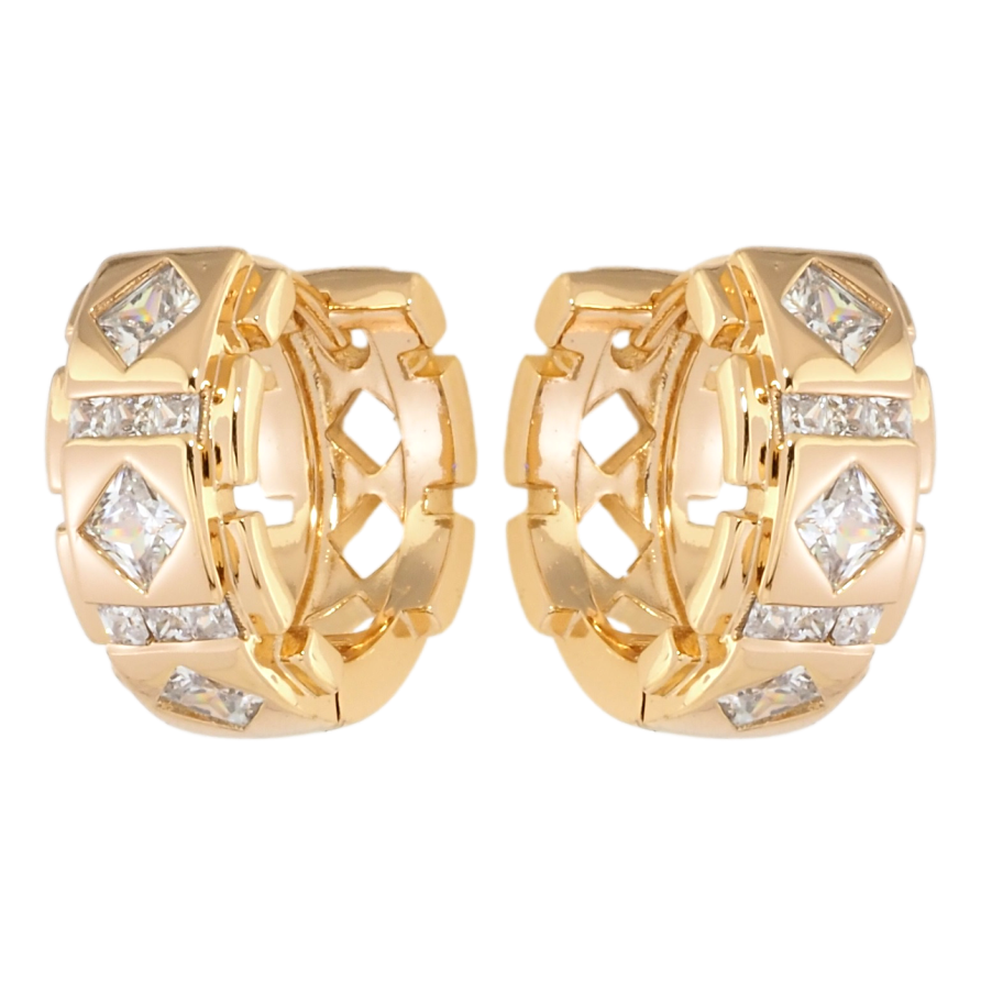 Серьги Xuping Позолота 18K колечки Декоративный узор с цирконием фото №1 Серьги Xuping Позолота 18K колечки Декоративный узор с цирконием фото №1