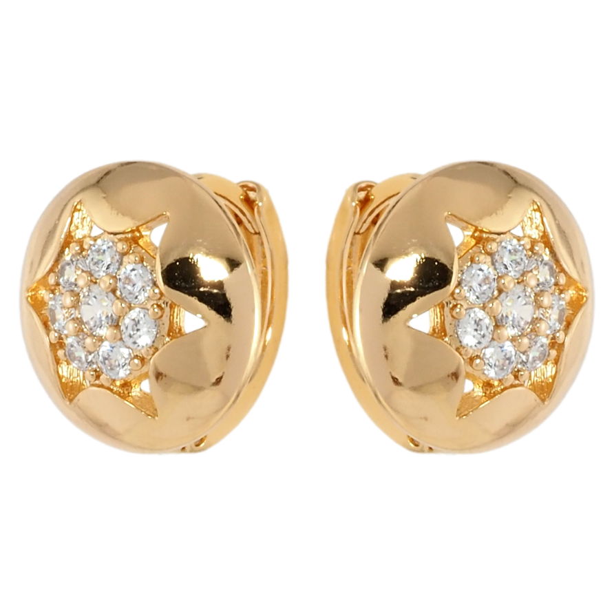 Сережки Xuping Позолота 18K колечка Візерунок зірки з цирконієм фото №1 Сережки Xuping Позолота 18K колечка Візерунок зірки з цирконієм фото №1