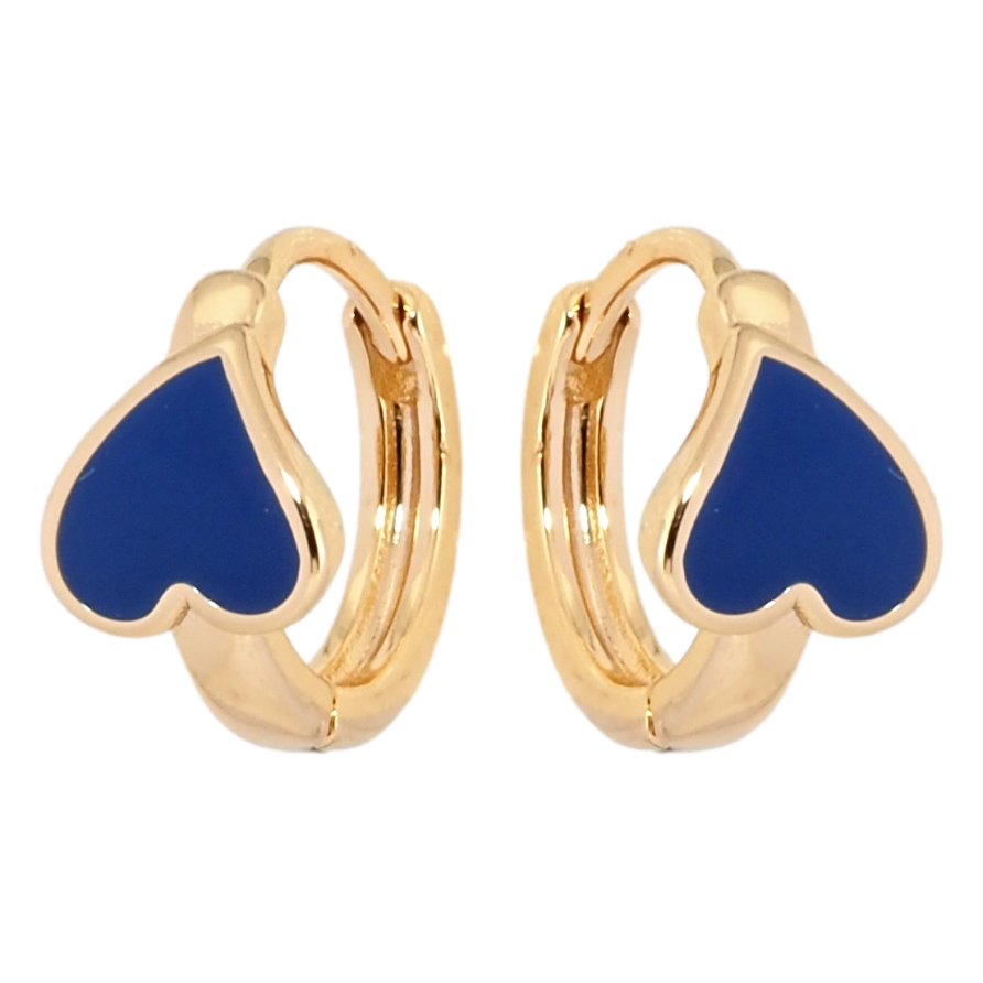Серьги Xuping Позолота 18K колечки Сердечки с синей эмалью фото №1 Серьги Xuping Позолота 18K колечки Сердечки с синей эмалью фото №1