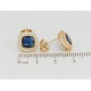 Серьги Xuping Позолота 18K пусеты Синие фианиты в обрамлении циркония 11х11мм фото №2
