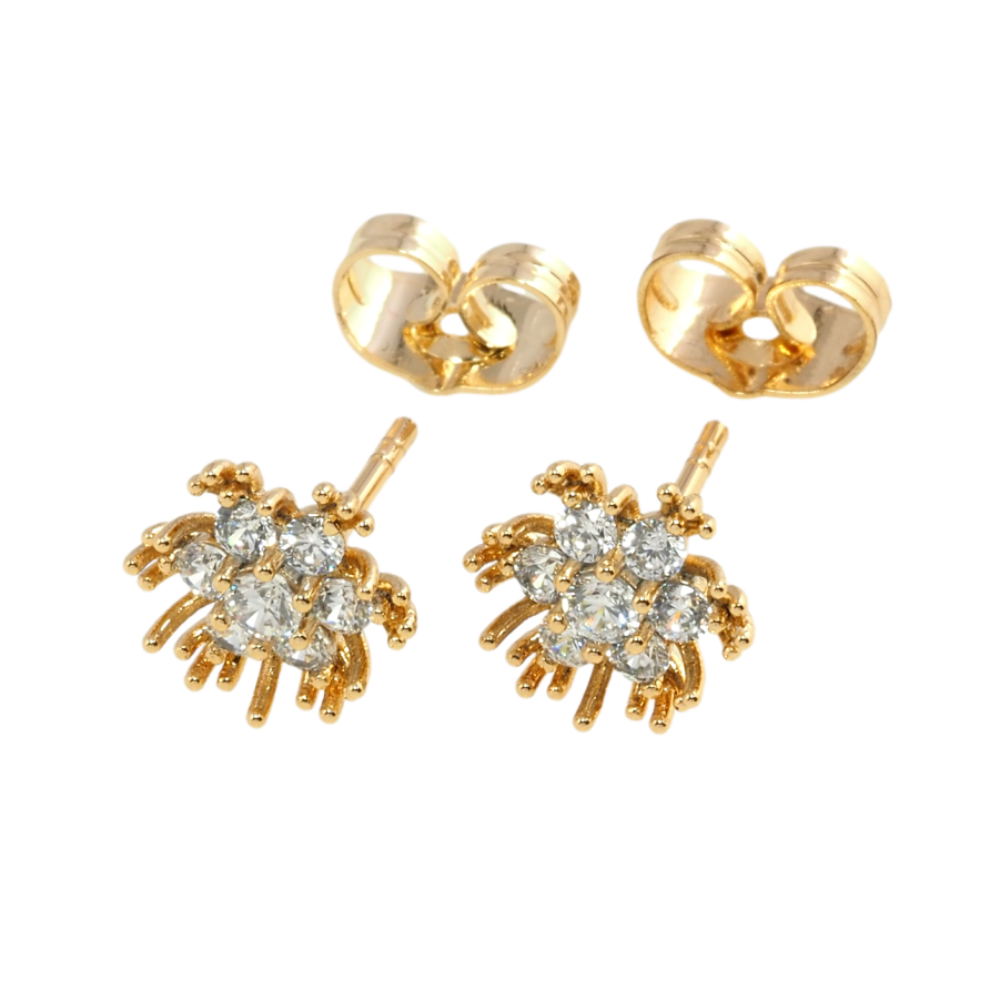 Серьги Xuping Позолота 18K пусеты Цветочки с цирконием фото №1