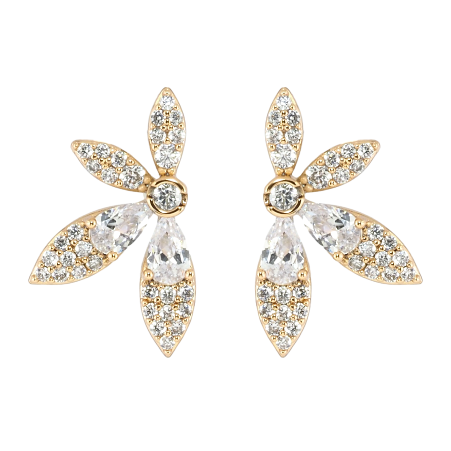 Серьги Xuping Позолота 18K пусеты Цветочки с цирконием фото №1 Серьги Xuping Позолота 18K пусеты Цветочки с цирконием фото №1