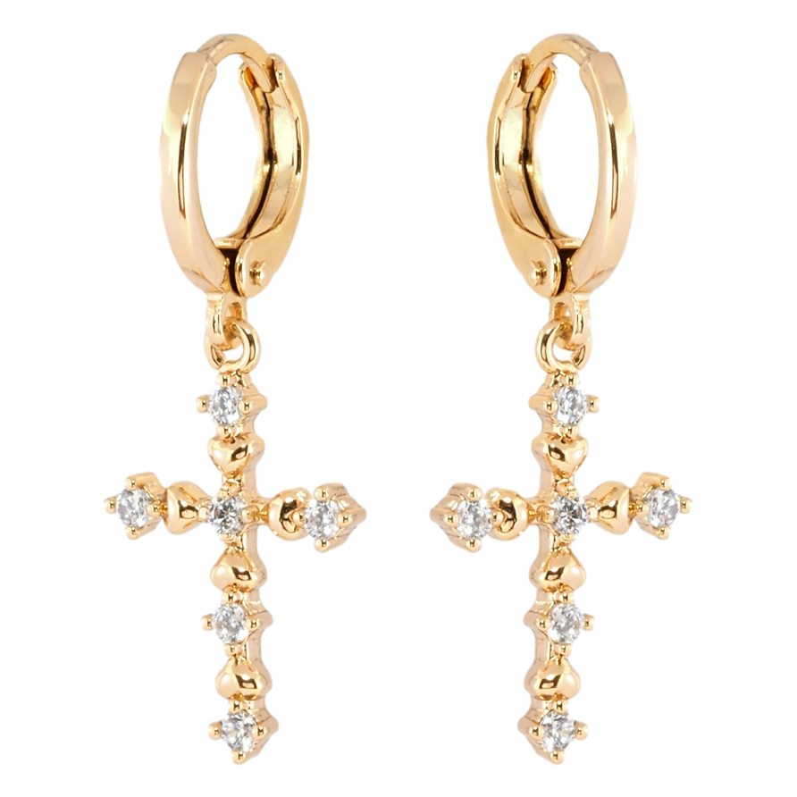 Серьги Xuping Позолота 18K подвески на колечках Крестики с цирконием фото №1 Серьги Xuping Позолота 18K подвески на колечках Крестики с цирконием фото №1