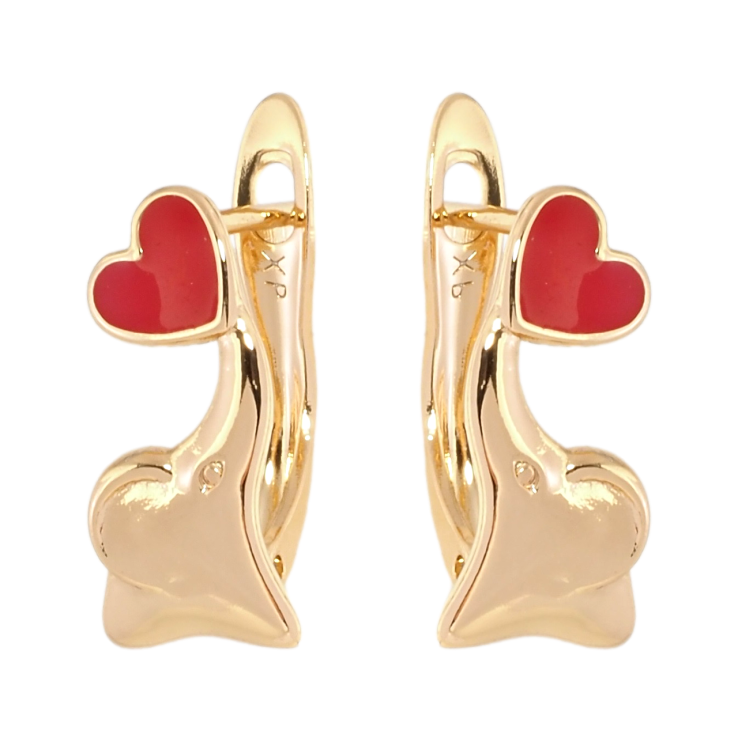 Серьги детские Xuping Позолота 18K английский замок Слоники с красными сердечками фото №14 Серьги детские Xuping Позолота 18K английский замок Слоники с красными сердечками фото №14