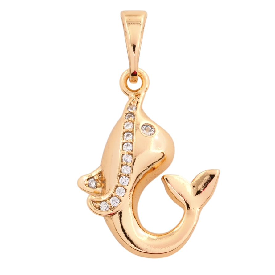 Кулон Xuping Позолота 18K Дельфин с цирконием для цепочки до 5мм фото №1 Кулон Xuping Позолота 18K Дельфин с цирконием для цепочки до 5мм фото №1