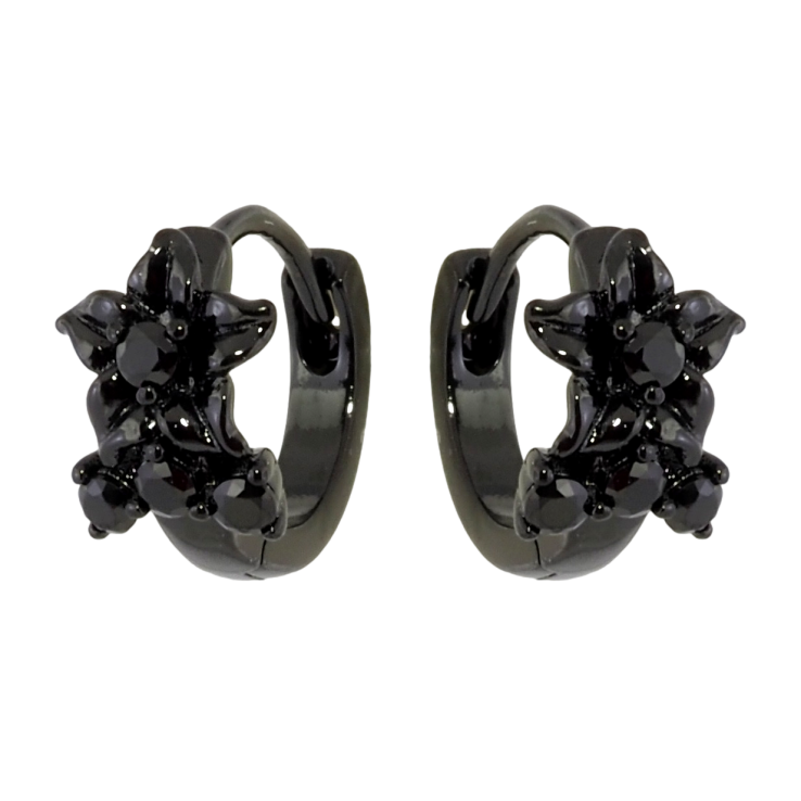 Серьги Xuping Позолота Black (черное золото) колечки Цветочки с черным цирконием фото №11 Серьги Xuping Позолота Black (черное золото) колечки Цветочки с черным цирконием фото №11