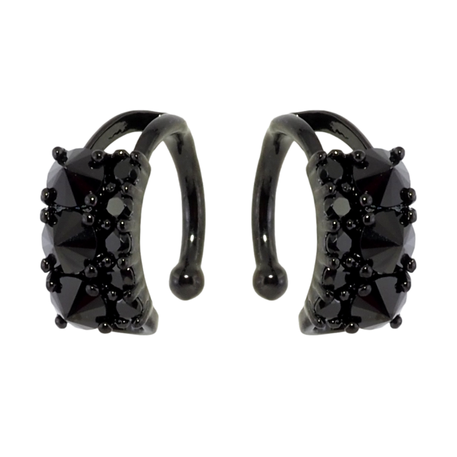 Серьги Xuping Позолота Black (черное золото) каффы Узор из черного циркония фото №1 Серьги Xuping Позолота Black (черное золото) каффы Узор из черного циркония фото №1