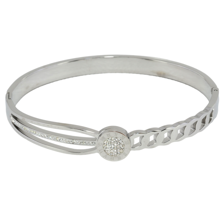 Браслет Xuping ТТМ Stainless Steel колір Родій Візерунок ланцюжок з цирконієм ø 6см фото №18