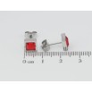 Сережки Xuping TTM Stainless Steel колір Родій пусети Червоні фіаніти 7х7мм фото №2