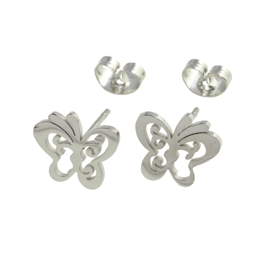 Серьги Xuping TTM Stainless Steel цвет Родий пусеты Бабочки фото №1