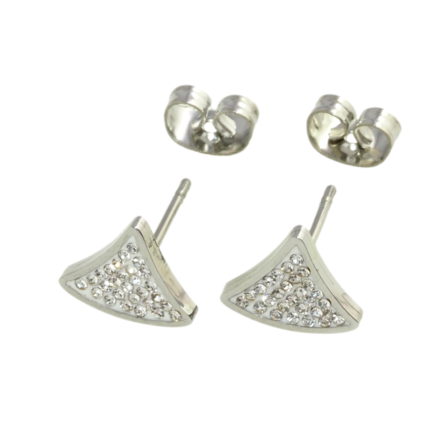Серьги Xuping TTM Stainless Steel цвет Родий пусеты Треугольники с цирконием фото №1 Серьги Xuping TTM Stainless Steel цвет Родий пусеты Треугольники с цирконием фото №1