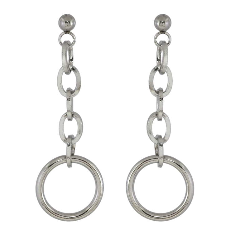 Серьги Xuping TTM Stainless Steel цвет Родий пусеты Подвески с колечками фото №5 Серьги Xuping TTM Stainless Steel цвет Родий пусеты Подвески с колечками фото №5