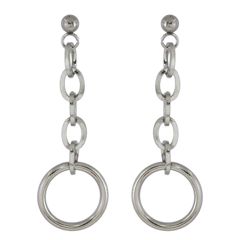Серьги Xuping TTM Stainless Steel цвет Родий пусеты Подвески с колечками фото №10