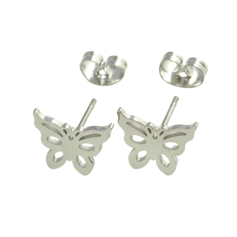 Сережки Xuping TTM Stainless Steel колір Родій пусети Метелики фото №1