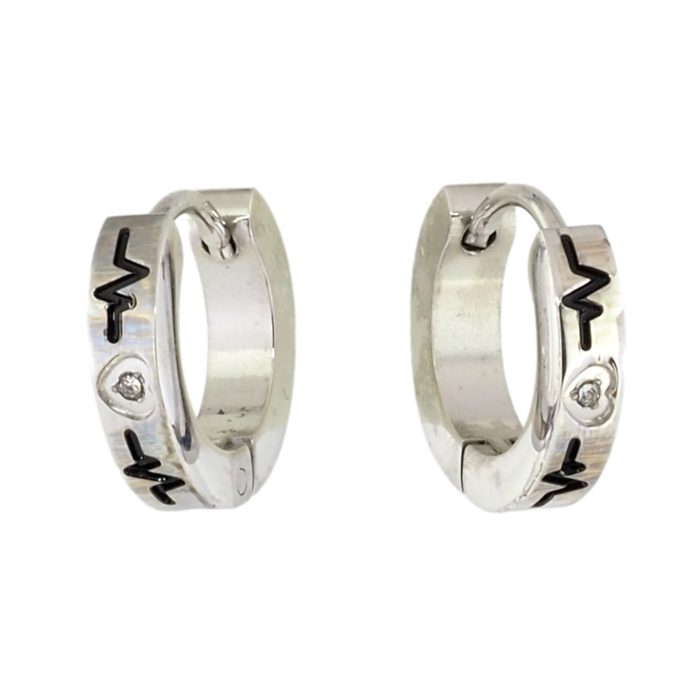 Сережки Xuping TTM Stainless Steel колір Родій колечка Візерунок кардіограма на один бік фото №15