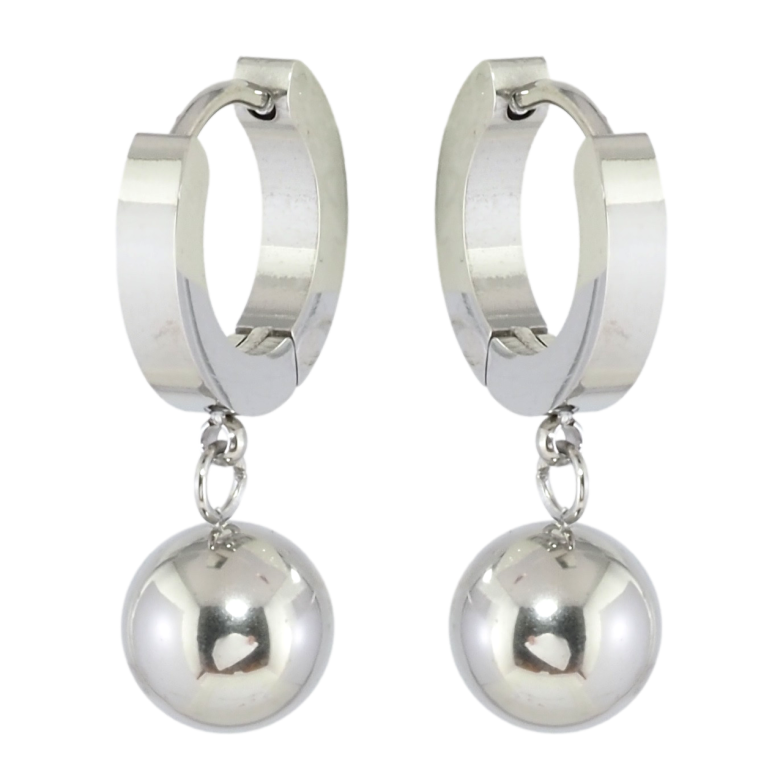 Сережки Xuping TTM Stainless Steel колір Родій підвіски на колечках Кульки ø 8мм фото №4 Сережки Xuping TTM Stainless Steel колір Родій підвіски на колечках Кульки ø 8мм фото №4