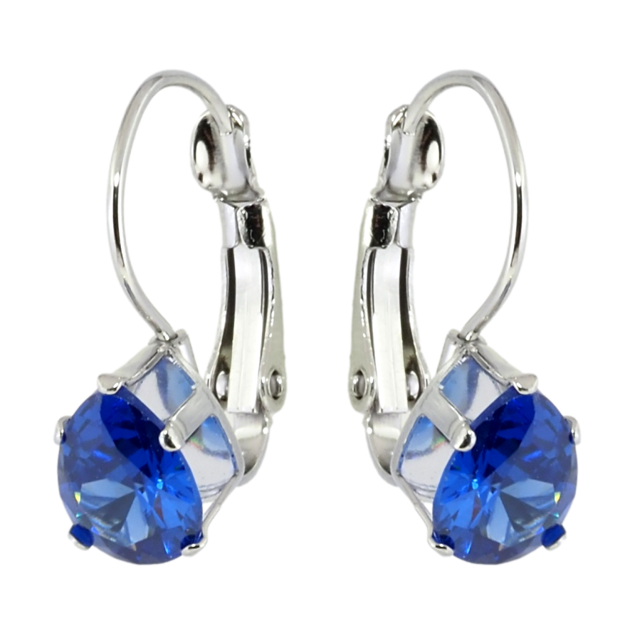 Серьги Xuping TTM Stainless Steel цвет Родий французский замок Синие кристаллы на дужках фото №1 Серьги Xuping TTM Stainless Steel цвет Родий французский замок Синие кристаллы на дужках фото №1