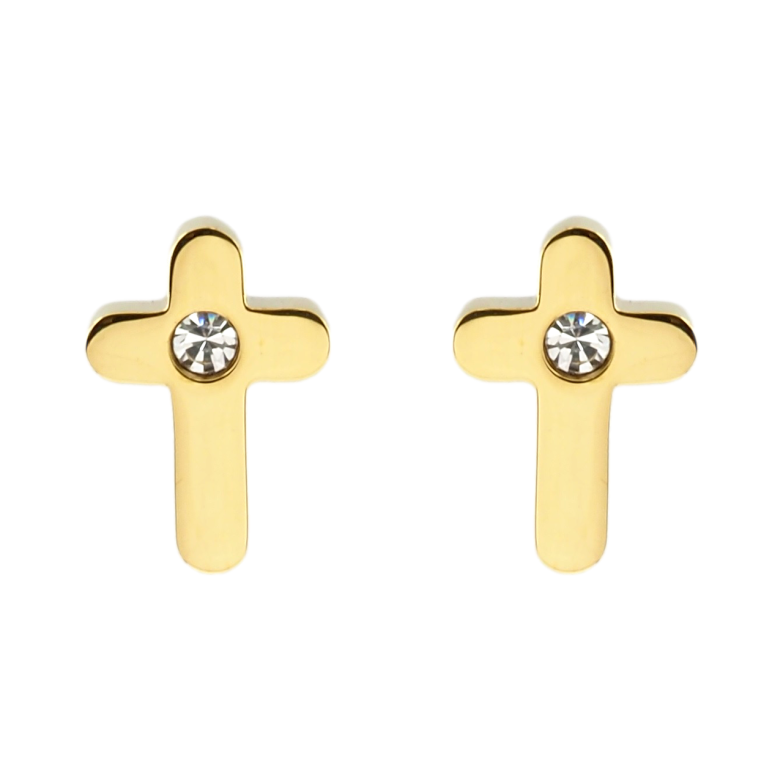 Серьги Xuping TTM Stainless Steel цвет 14K пусеты Крестики с кристаллом фото №15