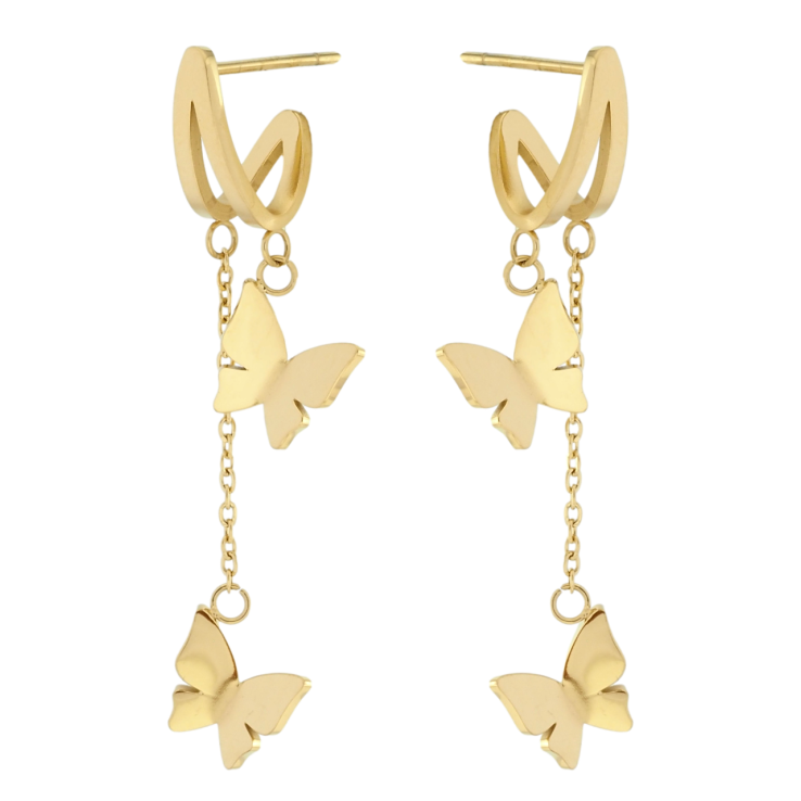 Серьги Xuping TTM Stainless Steel цвет 14K пусеты Подвески бабочки фото №18 Серьги Xuping TTM Stainless Steel цвет 14K пусеты Подвески бабочки фото №18