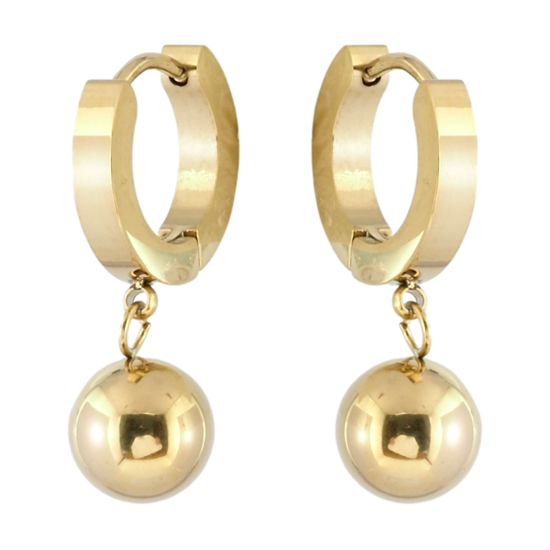 Сережки Xuping TTM Stainless Steel колір 14K підвіски на колечках Кульки ø 8мм фото №3 Сережки Xuping TTM Stainless Steel колір 14K підвіски на колечках Кульки ø 8мм фото №3