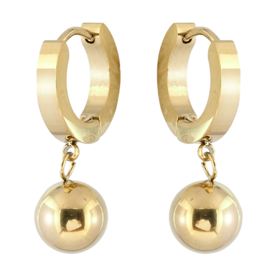 Серьги Xuping TTM Stainless Steel цвет 14K подвески на колечках Шарики ø 8мм фото №1 Серьги Xuping TTM Stainless Steel цвет 14K подвески на колечках Шарики ø 8мм фото №1